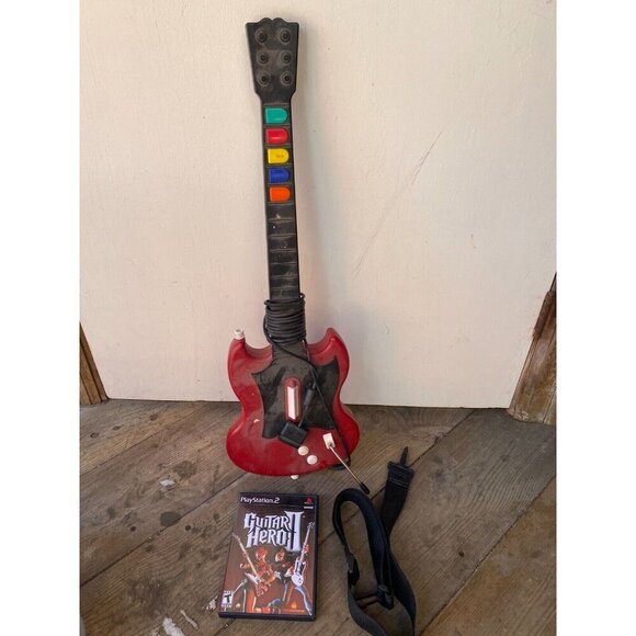 Guitar Hero Red Octane Gibson SG PlayStation 2 PS2 Guitar With Guitar Hero 2 - Picture 2 of 6